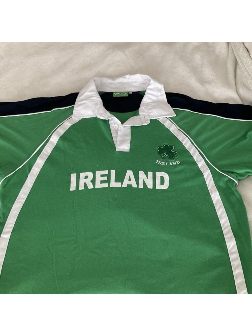 Men’s XXL Ireland Rugby Shirt Green Polo Rugged Outdoors 65 Cotton 35 Poly